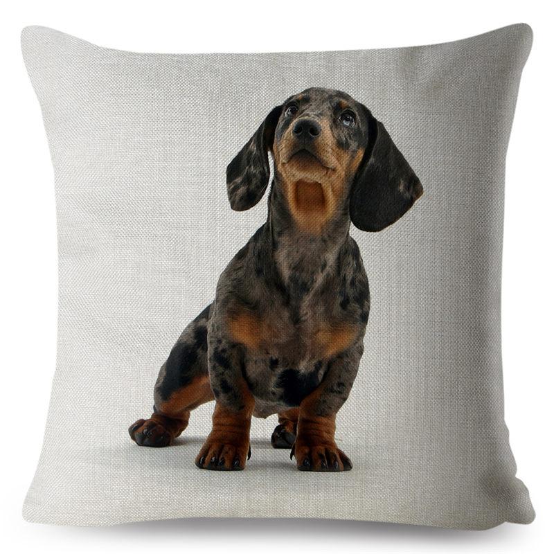 Niedliches Haustier Hund Miniatur Dackel Druck Kissenbezug 45*45 Quadratische Kissenbezüge Leinen Kissenbezug Sofa Heimdeko Kissenbezüge