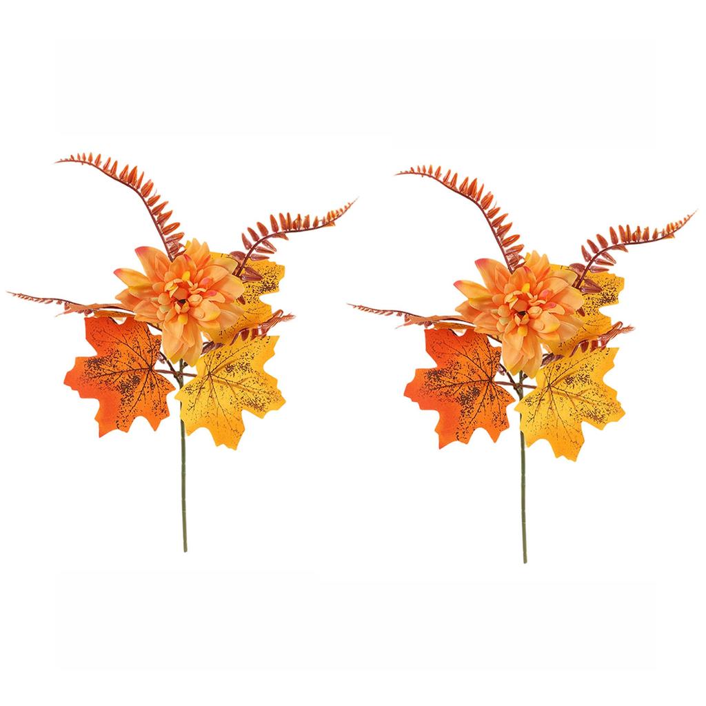 2pc Artificial Sunflower and Maple Leaf Bouquet Autumn Decorative Floral Arrangement for Home Living Room Dining Table Accent Pieces