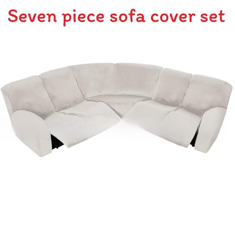 Velvet Lshaped Seven Piece Sofa Cover Set With Stretch Material For Corner Sectionals