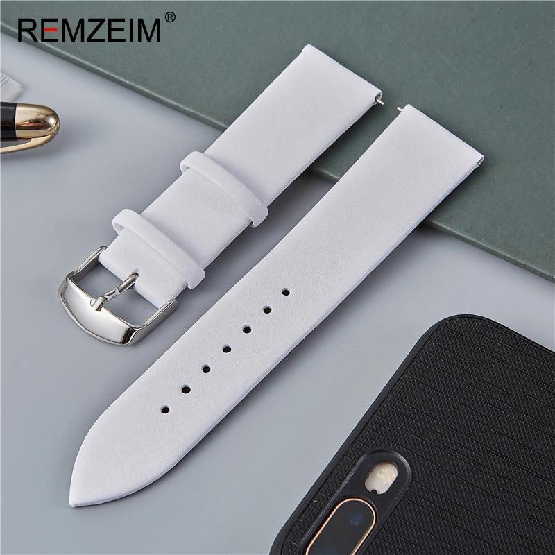 Soft Ultra-thin Leather Watch Strap 16mm 18mm 20mm 22mm White Brown Black Leather Watchband Watch Accessories