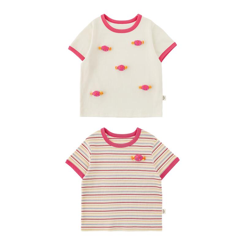 Youyou Girls' Summer Color Block Stripe Short Sleeve T-Shirt