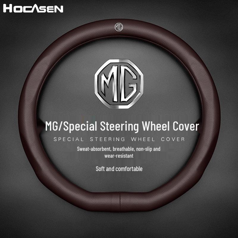 Genuine Leather Steering Wheel Cover for MG6, Roewe HS, ZS, and Ruihang 3SW Cars