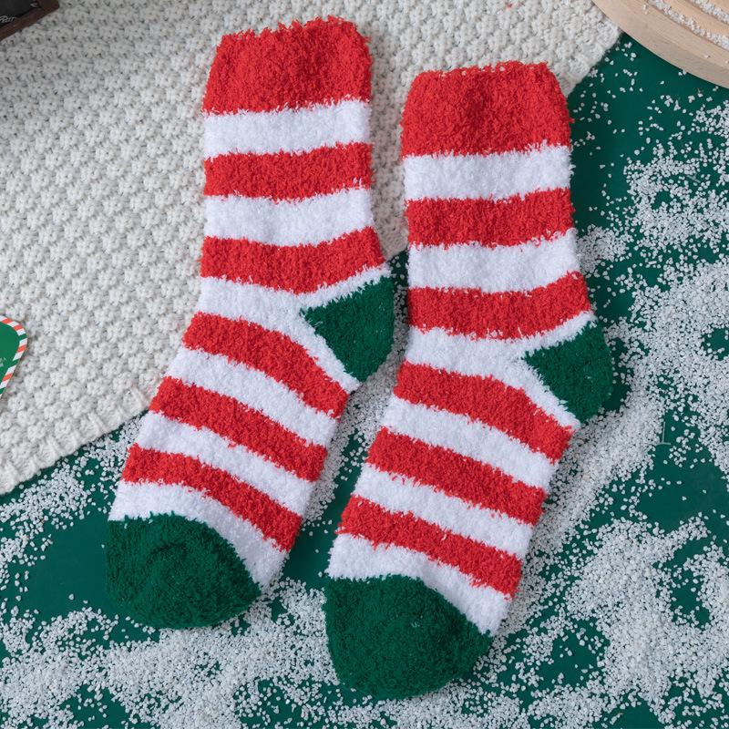 

Рождественские носки из кораллового флиса - Утепленные пушистые напольные носки для мужчин, женщин и детей One Size