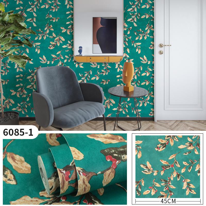 Thickened PVC Self-Adhesive Waterproof Plants Flowers Patterned Wallpaper DIY Furniture Renovation Home Decor Wall Sticker