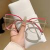 Oversized Vintage Glasses Women New Fashion Blue Light Blocking Eyewear Trendy Semi Metal Design Decorative Eyeglasses