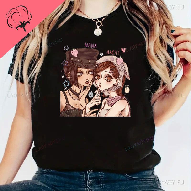 Japanese Anime Shirt NANA HACHI T Shirt Graphic Tees Short Sleeve Casual Kawayi Harajuku Y2k Clothes Unisex Women Cartoon Tops