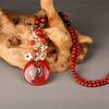 GEMCHIC Women's Vintage Red Glass Fish Pendant Necklace Long Sweater Chain Ethnic Style Jewelry Gift
