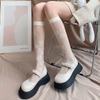 White Retro Rose Stockings Women'S Jk Knee-Length Calf Socks Summer Thin White Silk Ins Tide French Stockings