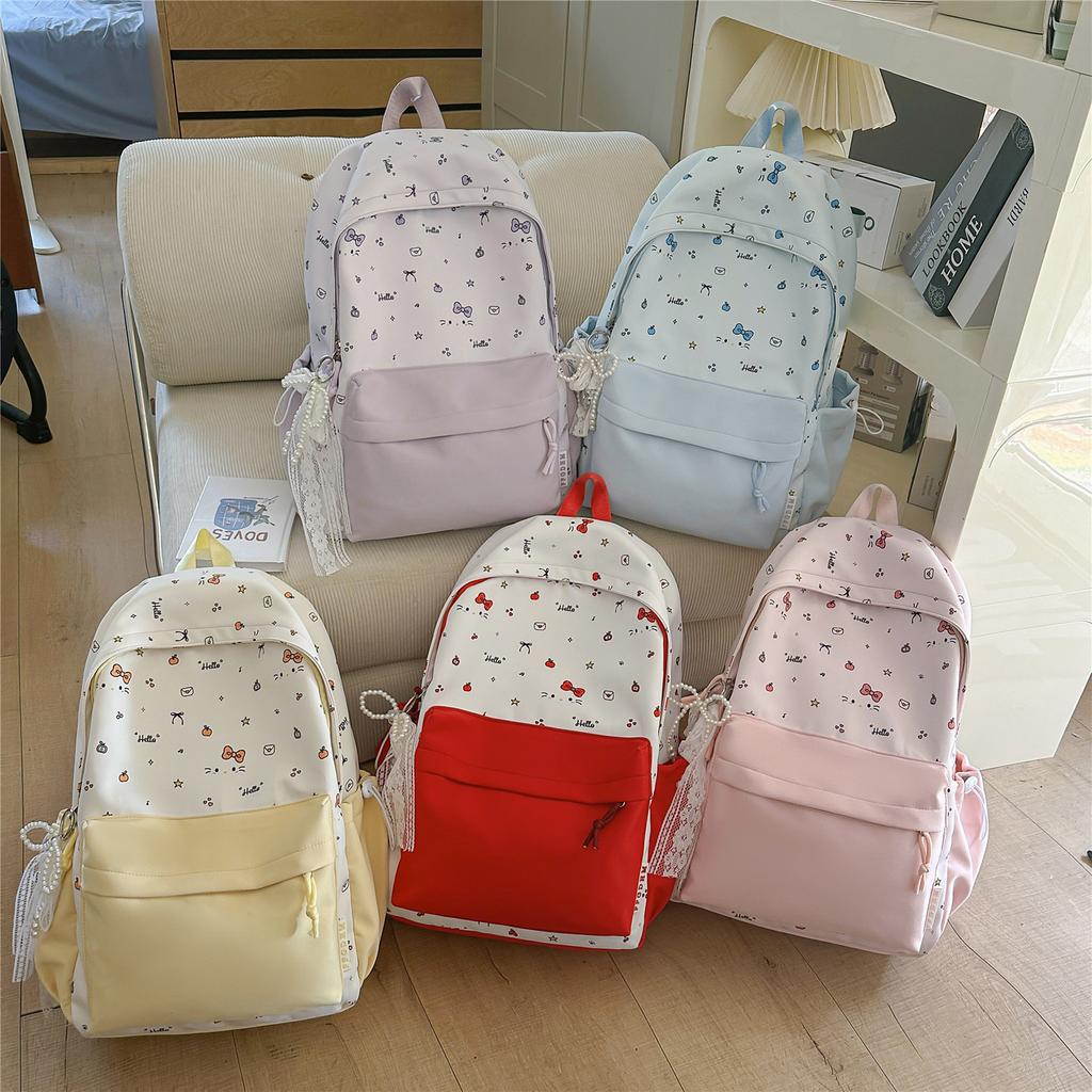 Schoolbag Junior High School High School Student Schoolbag Female Cute Bow Kitten Backpack College Style Cartoon Small Fresh Backpack
