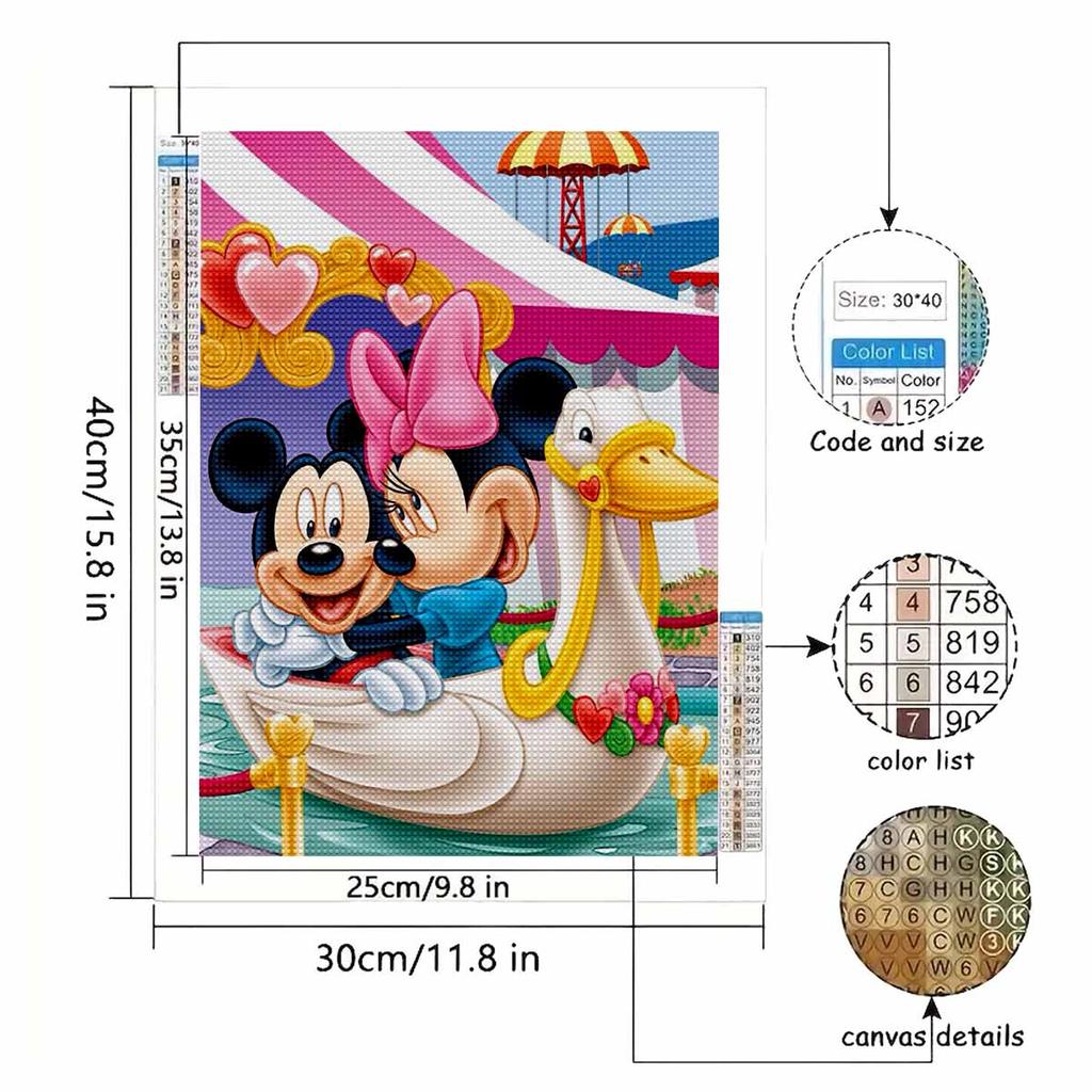Full Round Diamond Painting Minnie Mickey On The Duck Art Rhinestone Picture Mosaic DIY 5D Cross Stitch Embroidery Home Decoration