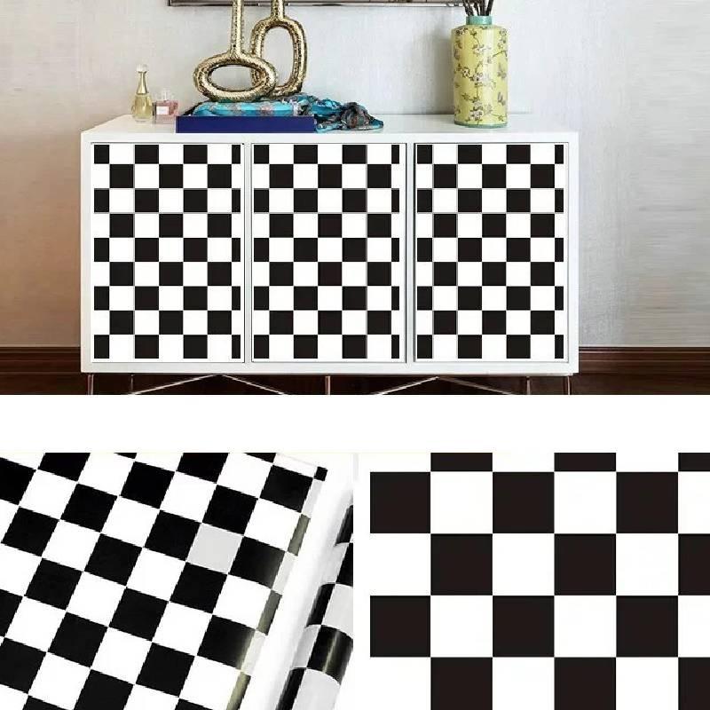 White Black Checker Pattern Bright Surface Stickers For Car Motorcycle And