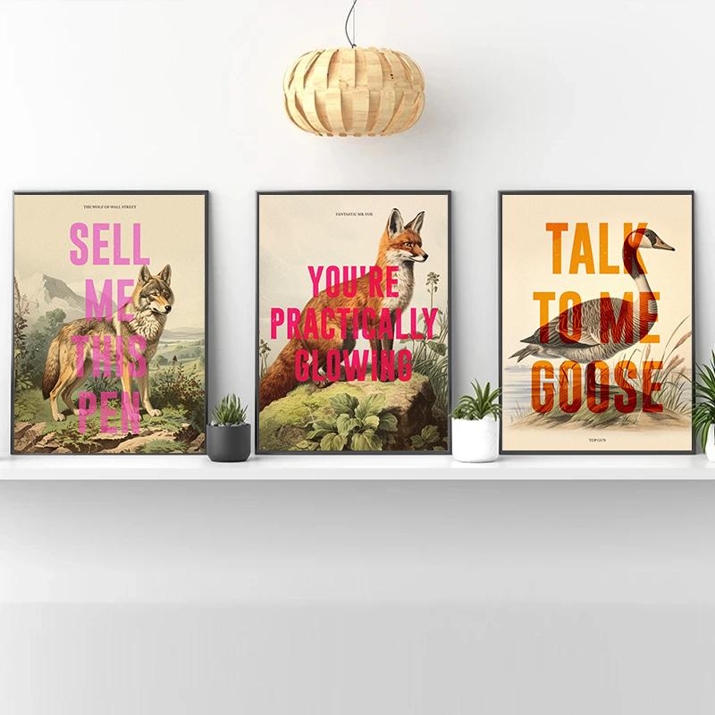 Vintage Botanical Film Quote Posters Labyrinth Retro Animal Motivate Prints Canvas Painting Wall Picture Home Living Room Decor