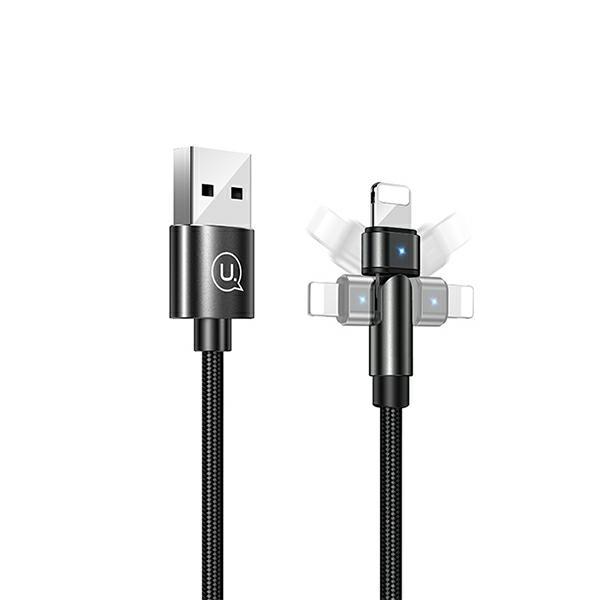 USAMS Braided Swivel Cable U60 2ALightning Black/Black 1m SJ476USB01 (US-SJ476)