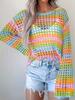 Spring New Style Patchwork Knit Sweater Loose Wide Color Import Style Crew Neck Striped Sweater
