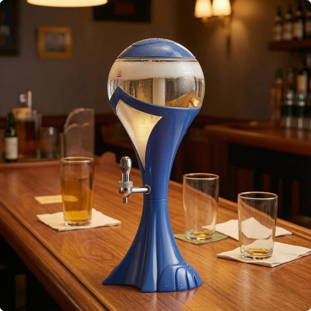 Beer Dispenser Pedestal Base Lighted Beverage Side Yellow 1.5L