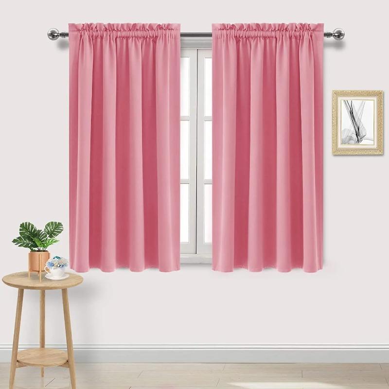 Full Shading and Sun Protection Blackout Curtains 1panel Solid Color Thicker Curtains Balckout Curtain Outdoor Curtains 96X114cm 1PC&Rod Pocket