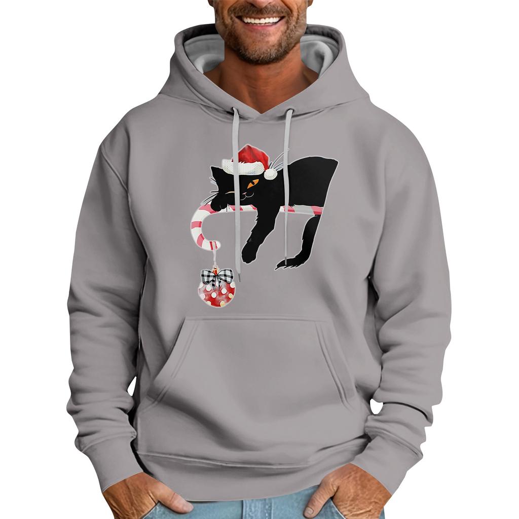 Løs herrehettegenser med juleprint