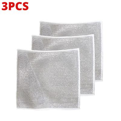 1-10PCS Multipurpose Wire Miracle Cleaning Cloths Reusable Kitchen Dishcloth Rags Non Stick Magic Dish Towel Cleaning Tools