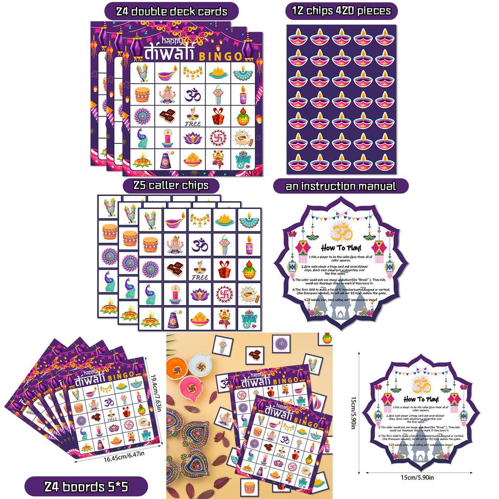 Festival Themed Bingo Card Kit With Call Sheets And Stickers For Holiday Family Fun