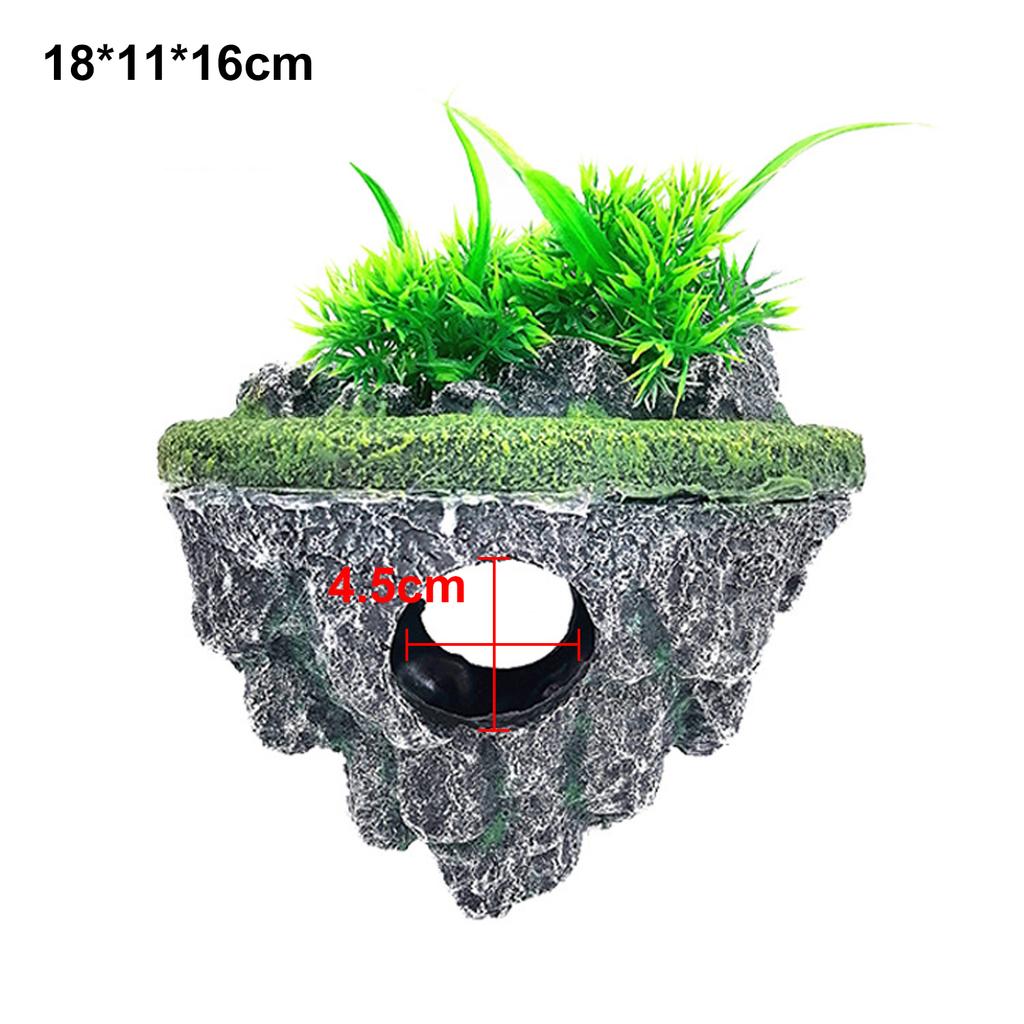 Aquarium Floating Rockery Simulation Realistic Stone Fish Tank Ornament Moss Rock Landscaping Decor Betta Cave Hideout Shelter