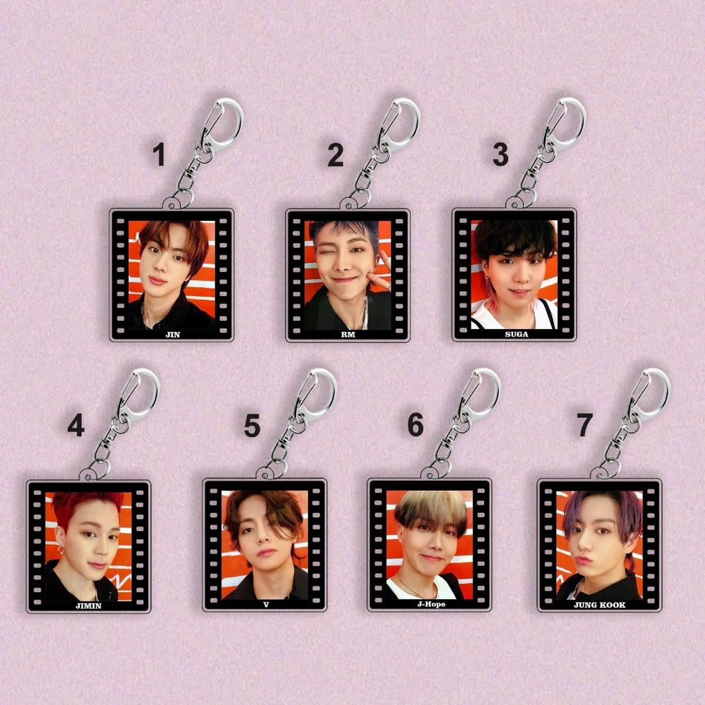 Akrylová klíčenka BTS Film Strip - Kpop Idol přívěsek na tašku, Sběratelský dárek pro fanoušky ARMY - Jin RM Suga Jimin V J-Hope Jungkook