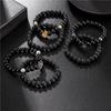 Accessories 8mm black matte lava stone micro-inlaid zircon crown two-piece set bracelet bracelet men