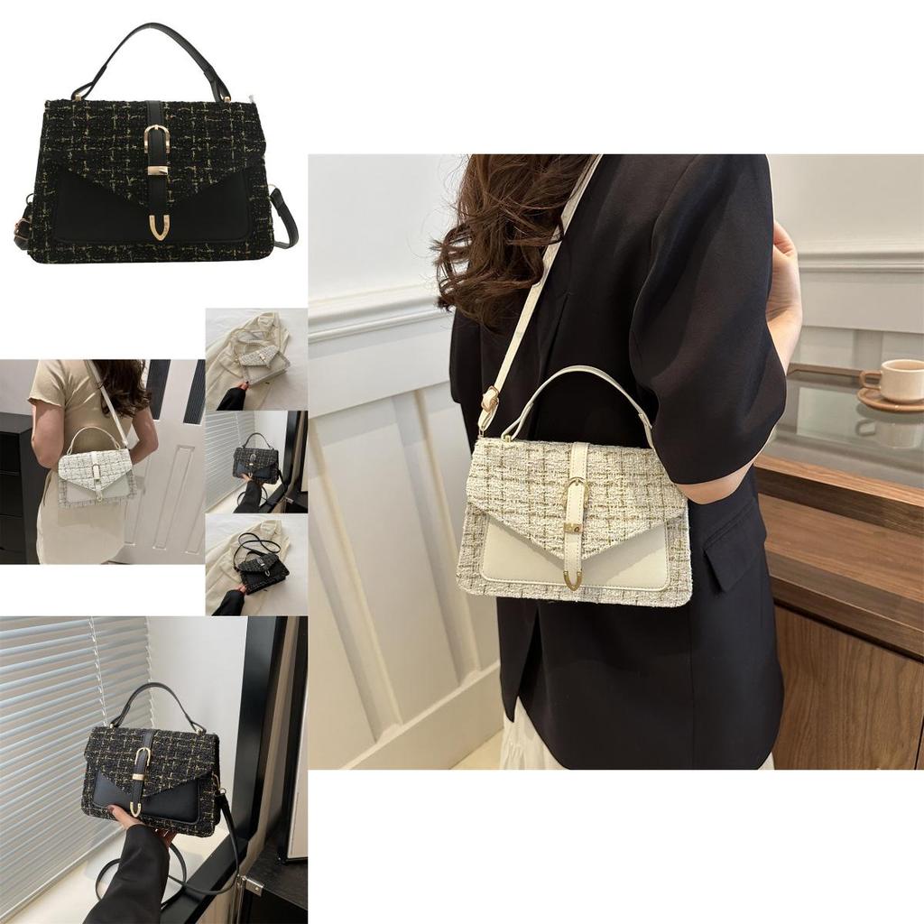 Trendy Street Style Small Crossbody Bag For Women With Chic Chain Handle Black White