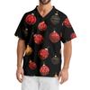 Men's Printing Short Sleeve V-neck Working Blouse Chest Pocket Carer Top
