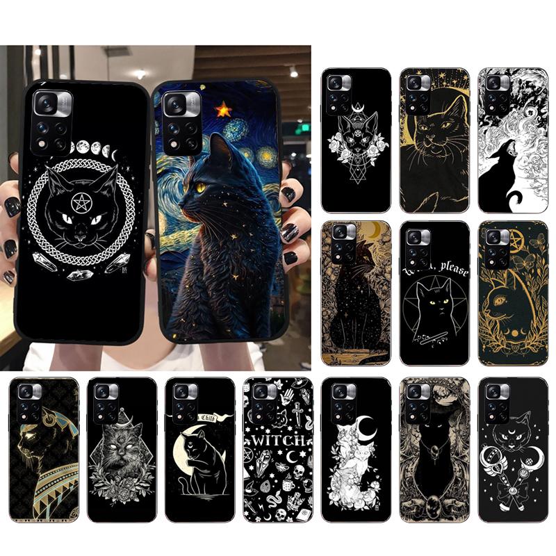 Witch Cat Art Phone Case for Xiaomi Redmi note 13 12 Pro 11S 11 10 Pro 10S 12S Redmi 10 13C 9C Funda