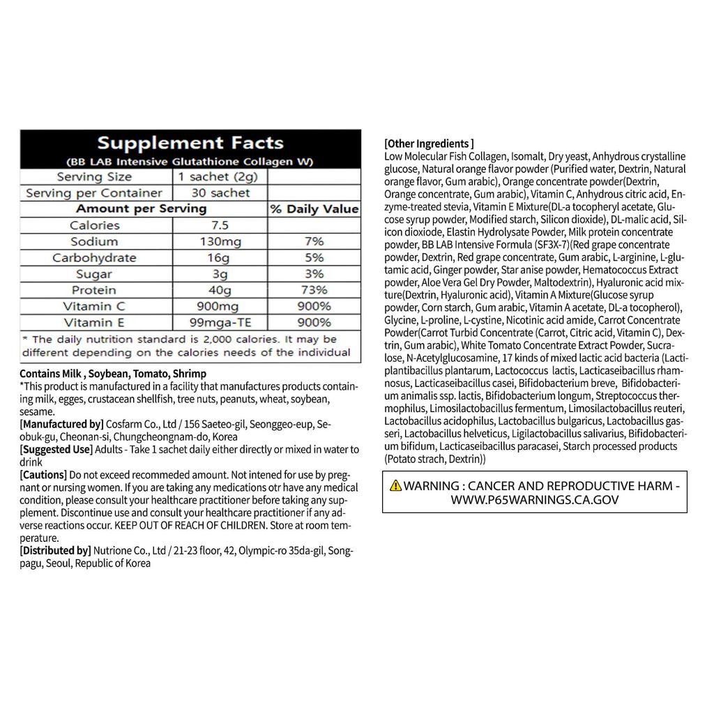BB Lab, Glutathione Collagen W, 30 Packungen à 2 g