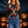 Women's Fashion Casual Long Sleeve Halloween Print Crewneck Top