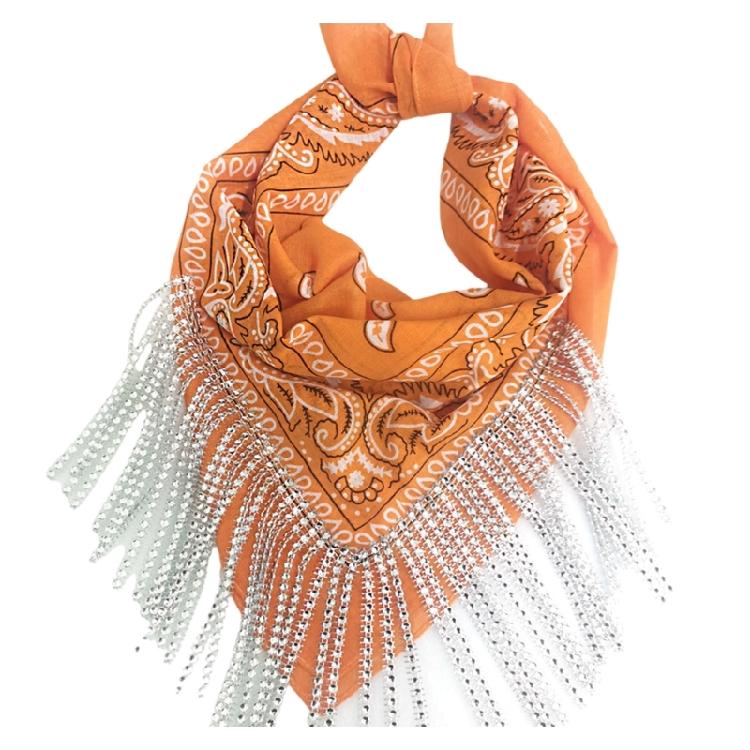 

Fashionable Hair Scarf Fringe Bandana Eye Catching Headwear for Women and Girl помаранчевий