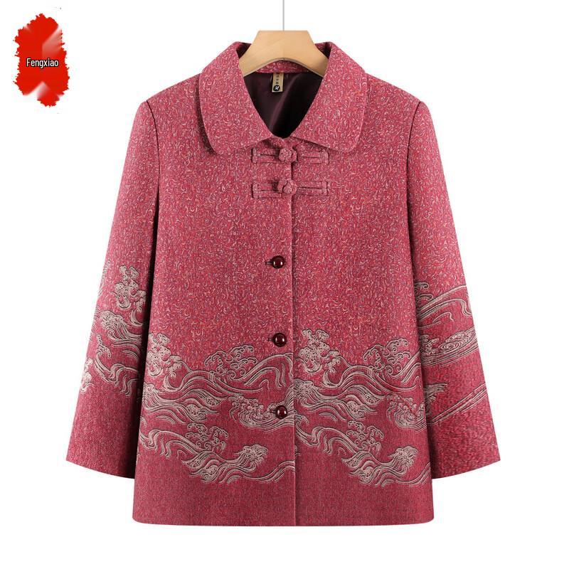 Women s Mid-Aged Retro Chinese Style Embroidered Jacket XL