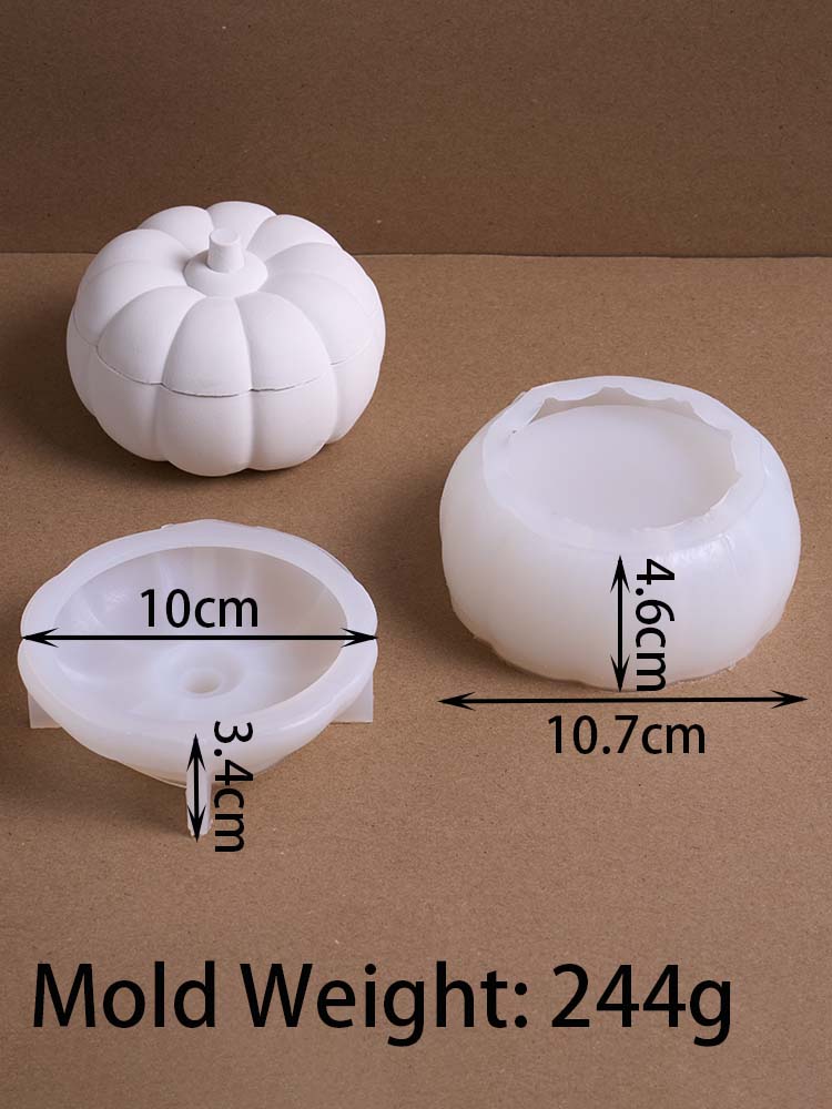 3D Pumpkin Candle Jar Silicone Mold DIY Storage Box Casting Molds Plaster Concrete Resin Flowerpot Craft Making Halloween Decor