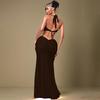 European & American Women's Spring Halter Sleeveless Deep V Backless Ribbon Long Dress