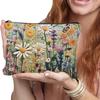 Large Capacity Floral Double-sided Printed Makeup Pouch Travel Organizer Handbag Linen Women Cosmetic Storage Bag For Gift