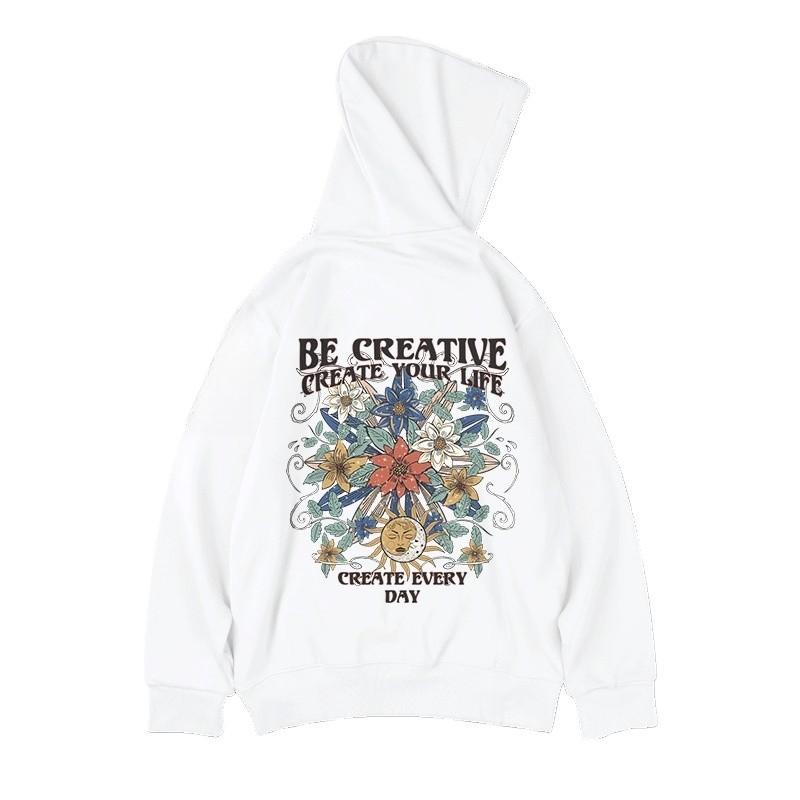 M-8XL American Retro Style Oil Painting Style Men's Warm Top Loose Slimming Hoodie