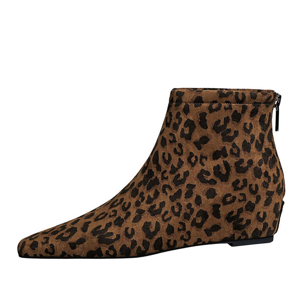 European Leopard Print Women's Ankle Boots - Sexy Wedge Heel with Back Zipper for Autumn and Winter