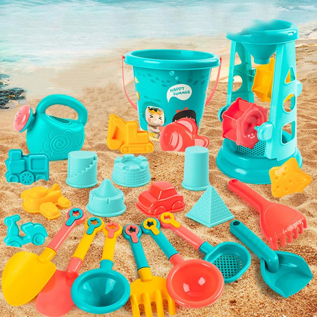 Beach Sand Toys With Car Mold Shovel Water Games 23-Piece Summer Sand Beach Toys Set For Kids Girls Boys Outdoor Camping Pool