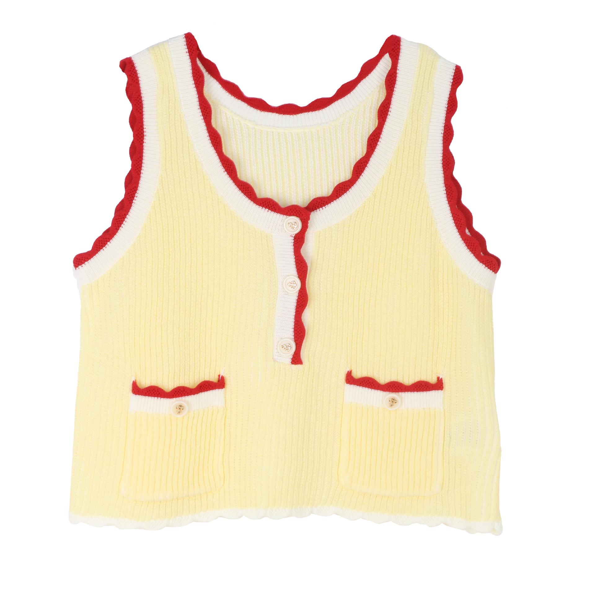 

Топ без рукавов M Family в стиле колор-блок, вязаный кружевом - Модный, универсальный летний жилет S