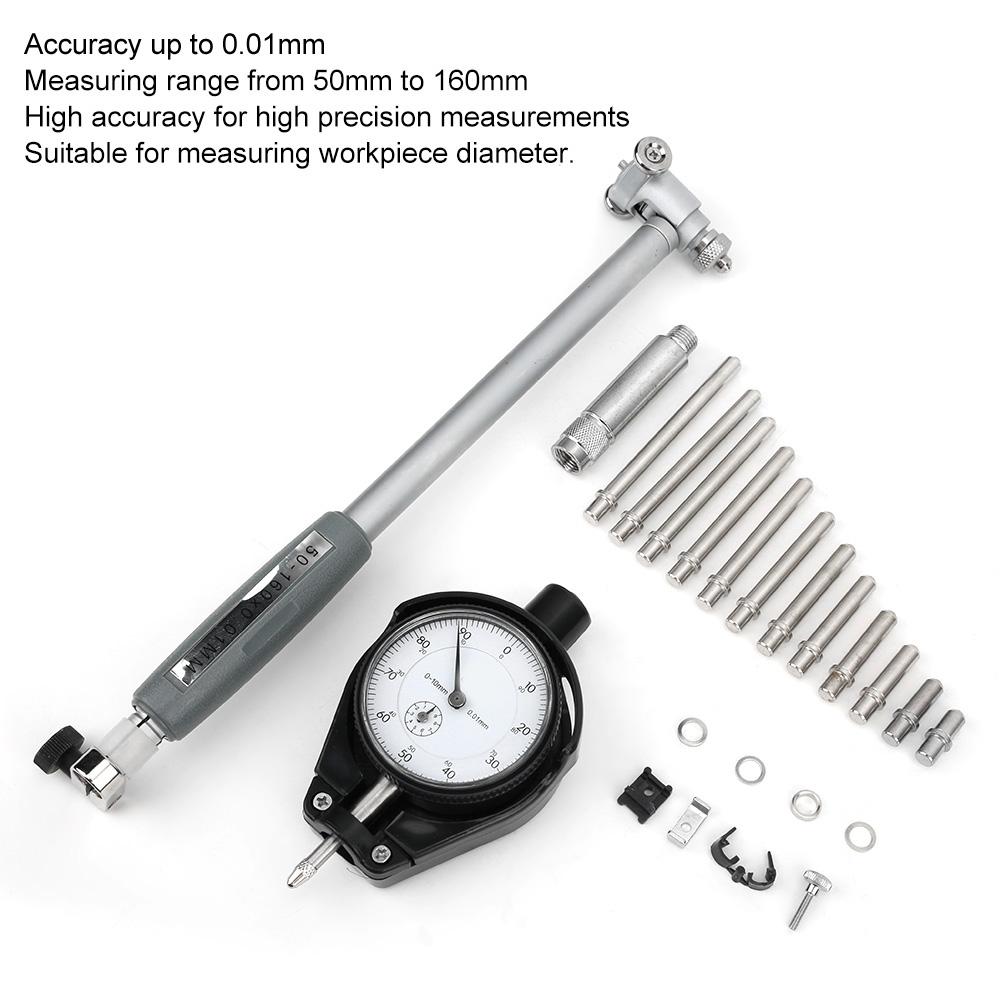 50mm160mm Dial Bore Gauge 0.01mm Accuracy Internal Diameter Measuring Tool