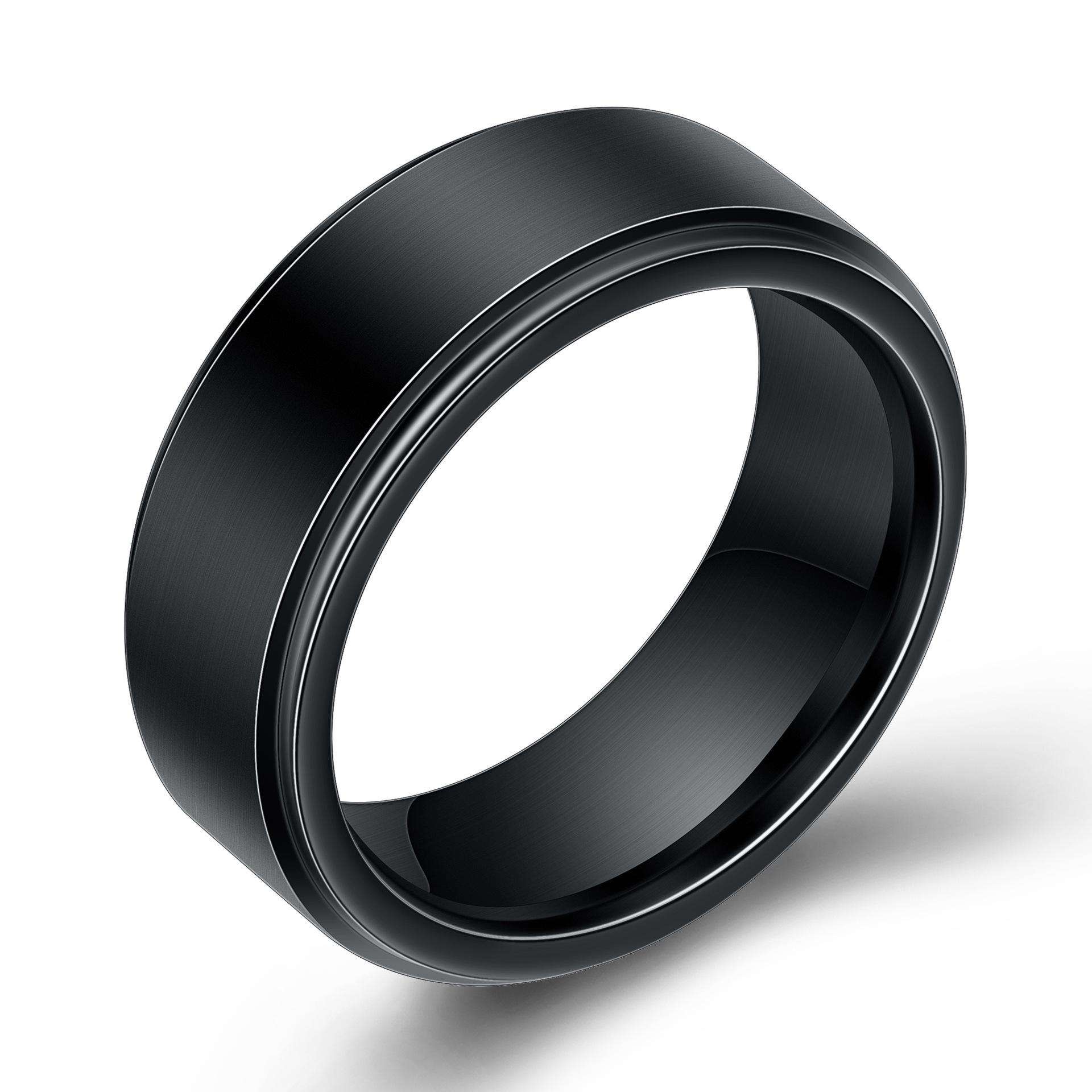 Sleek Black Tungsten Steel 8MM Ring - Versatile Fashion Accessory Size 10