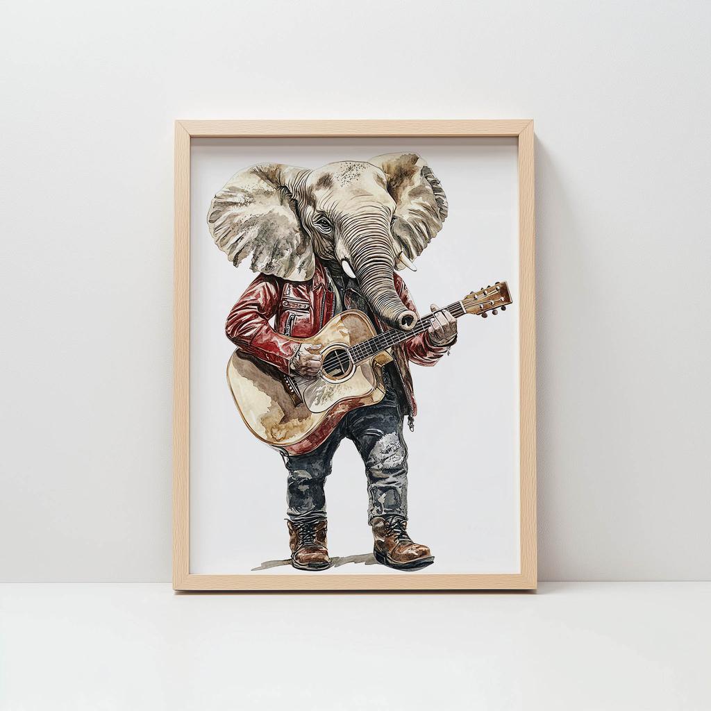 Plakat Słoniowa Melodia Plakat Słoniowa Melodia, 70X100 Cm, Rama Drewniana Ciemny Brąz, Papier Matowy 230 Gsm