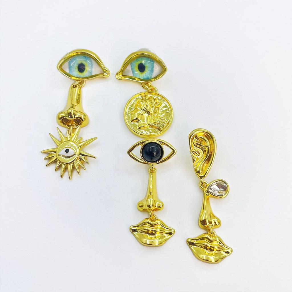 Vintage Medieval Alloy Devil Eye Earrings Creative Exaggerated Long Multi-Layer Earrings Women
