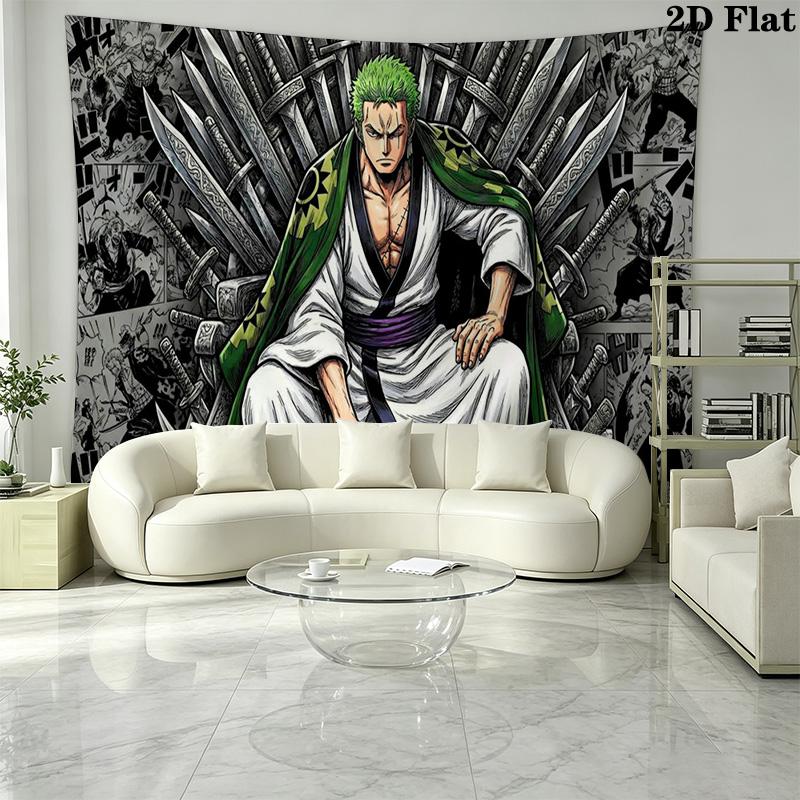 Roronoa Zoro Wall Tapestry Aesthetic Wall Hanging Printed Fabric Blanket Decorative Tapestries for Bedroom Living Room Home Decor