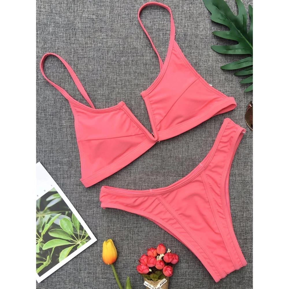 Splicing Denim V Shaped Thong Bikini Women Swimsuit Female Swimwear Two Pieces Bikini Set Bather Push Up Bathing Suit Swim Lady