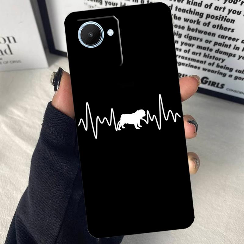 English Bulldog Heartbeat For Realme GT7 Pro GT6 C67 C65 C63 C61 C55 C53 C51 C71 C75 10 11 12 13 14 15 Pro Plus Case