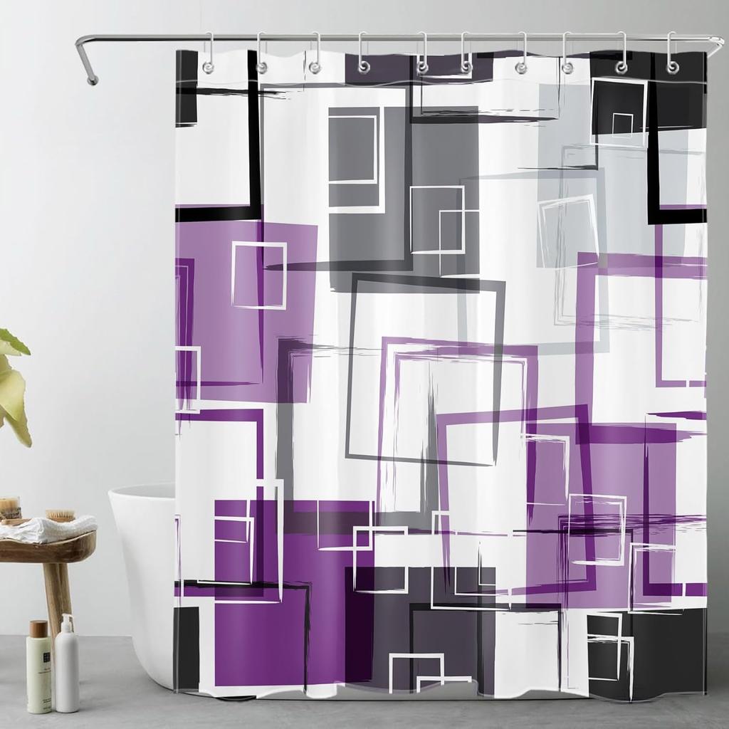 Modern Geometric Shower Curtain Brown Black And White Abstract Geometric Shower Curtain For Bathroom Modern Minimalist Bath