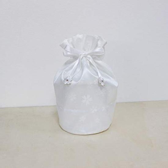 Sakura Tsutsumi Drawstring Urn Cover, 6-inch, for Bone Bags, Urns, and Urns, Suitable for Keeping Cremation, Pet Memorials, and Pet Loss (White)