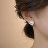 White Enamel Flower Stud Earrings for Women Folded Unique Design Multi-layers Floral Female Small Earrings  New Brincos